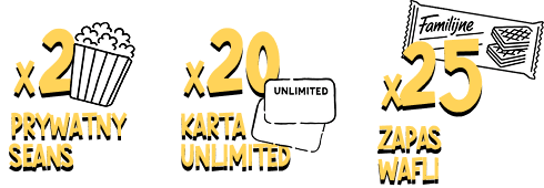 2x PRYWATNY SEANS, 20x KARTA UNLIMITED, 25x ZAPAS WAFLI